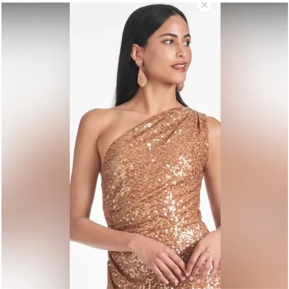 NWT Sachin & Babi Carmen Dress in Honey Sequin One-Shoulder Dress - Picture 8 of 8